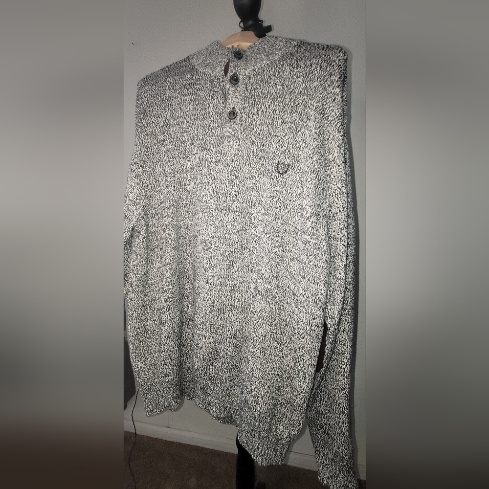 Chaps 100% Cotton 3 Button Sweater With Elbow Patches Men's Size L
